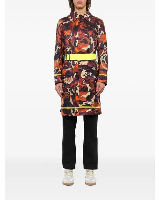 McQueen Red Camouflage-Print Belted Coat for men
