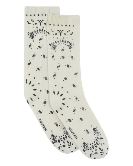 Kujten White Sig Bandana Patterned Socks