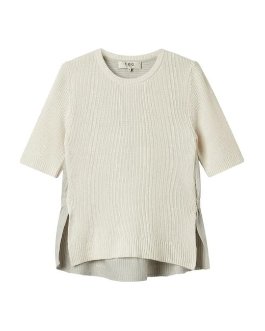 Sea White Panelled Top