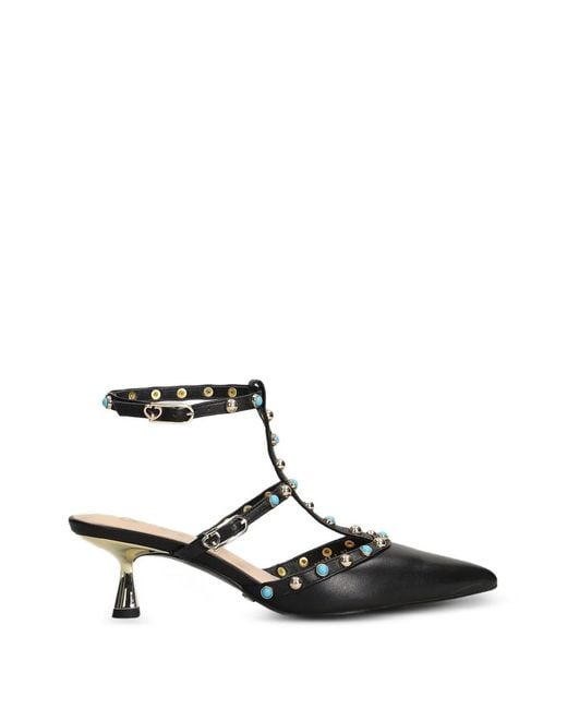 GOLD&ROUGE Black Glossy Stud-Embellished Pumps