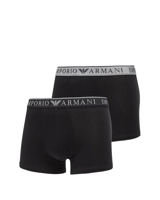 EA7 Black Logo-Waistband Boxers (Set Of Two) for men