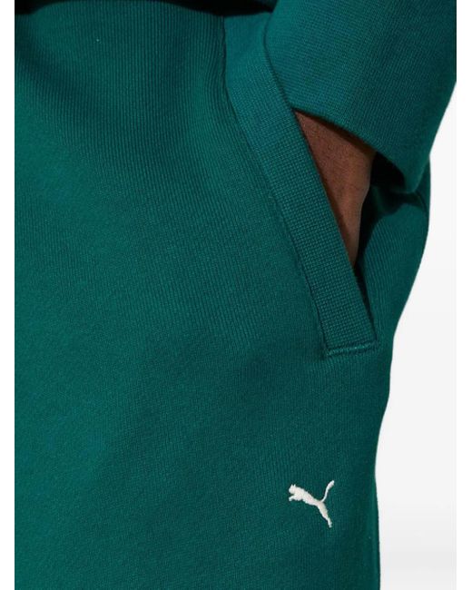 PUMA Green Embroidered-Logo Track Pants for men