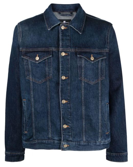 7 For All Mankind Blue Perfect Cotton Denim Jacket for men