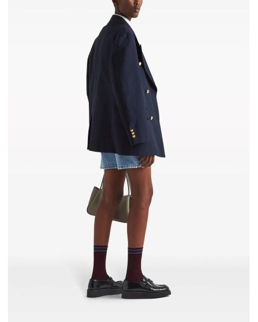 Prada Blue Double-Breasted Cotton Blazer