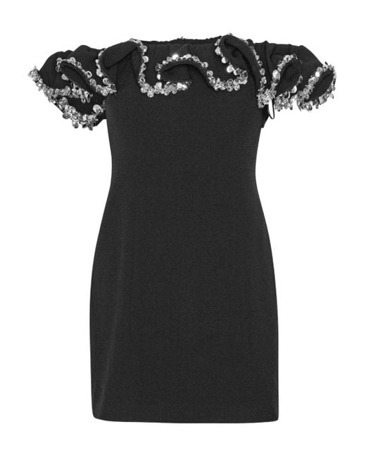 ROTATE BIRGER CHRISTENSEN Black Ruffle-Detail Mini Dress