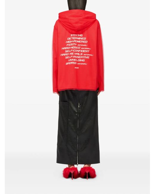 MSGM Red Long-Sleeve Hoodie