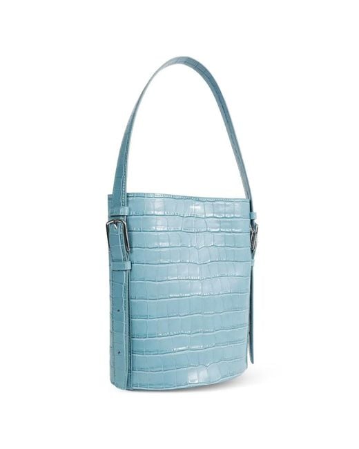 Coperni Blue Ergonomical Crocodile-Effect Bucket Bag