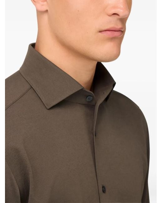 Camicia A Maniche Lunghe di Boggi in Brown da Uomo