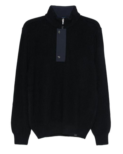 Paul & Shark Black Half-Zip Sweater for men