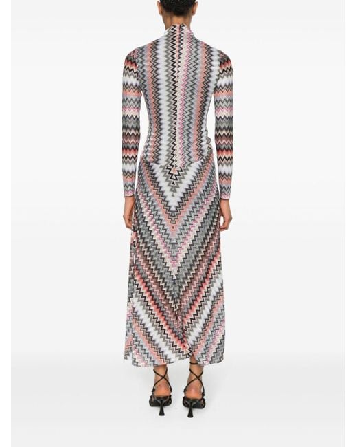 Missoni Gray Zigzag-woven Asymmetric Dress