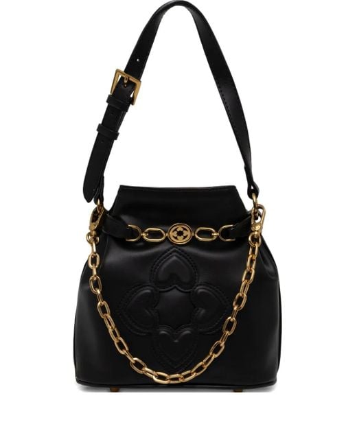 ALDO Black Logo-Plaque Bucket Bag
