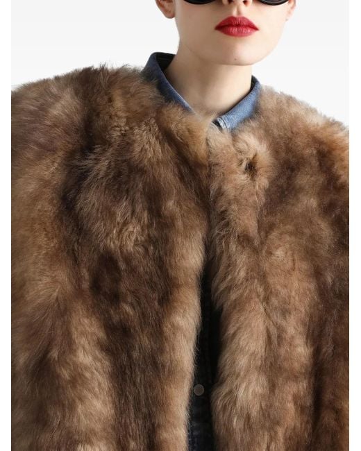 Dolce & Gabbana Brown Fur-Trimmed Gilet
