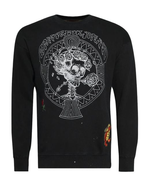 MadeWorn Black Skull-Print Crew-Neck Sweatshirt for men