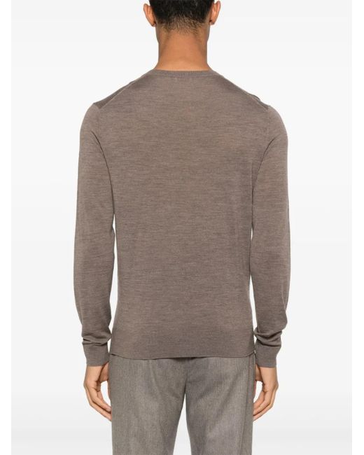 Fursac Brown Merino Wool Sweater for men