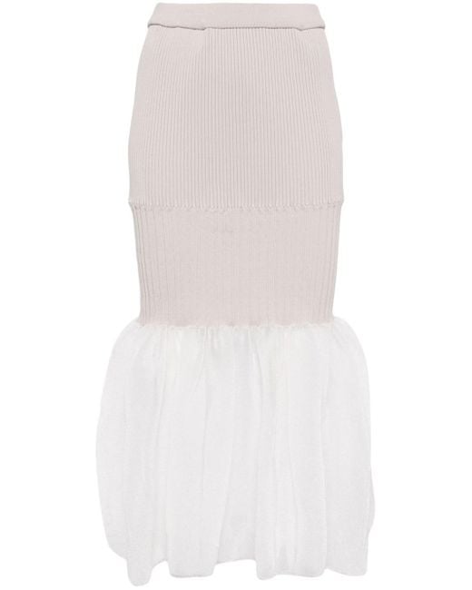 CFCL White Flared-hem Midi Skirt