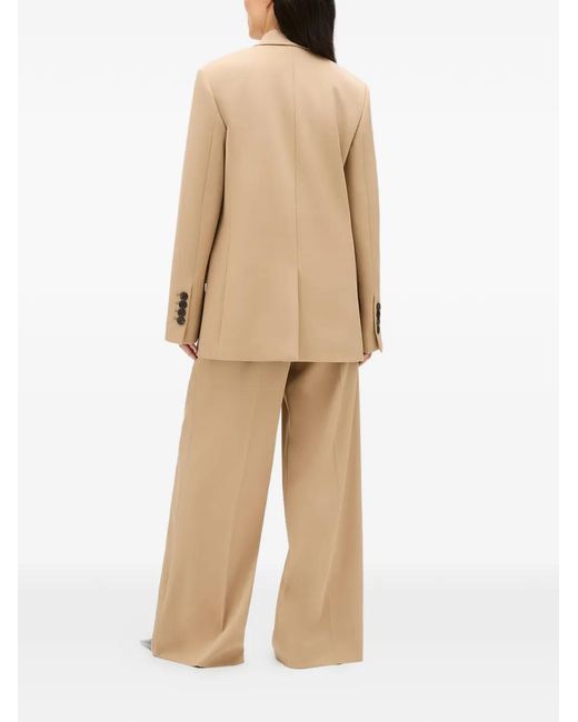 Another Tomorrow Natural Oversized Peak-Lapel Blazer