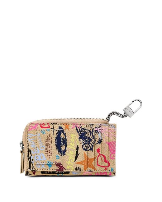 Marc Jacobs Pink Scribble Top Zip Leather Wallet