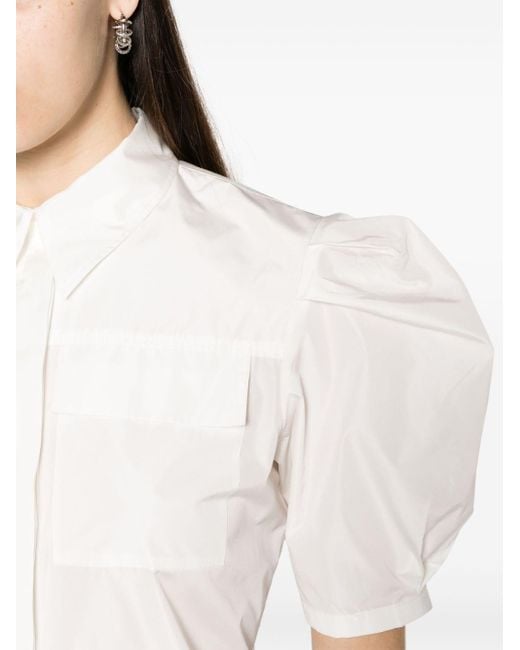 MSGM White Short Puff-sleeve Shirt