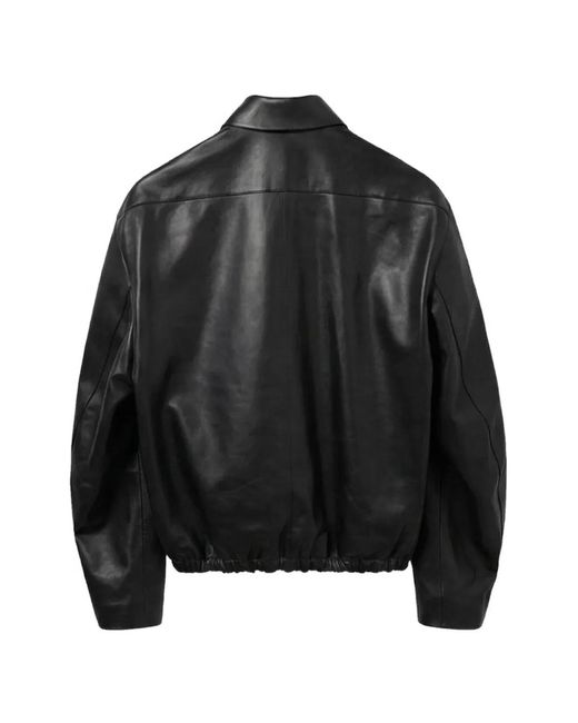 Jil Sander Black Elasticated-Hem Leather Jacket for men