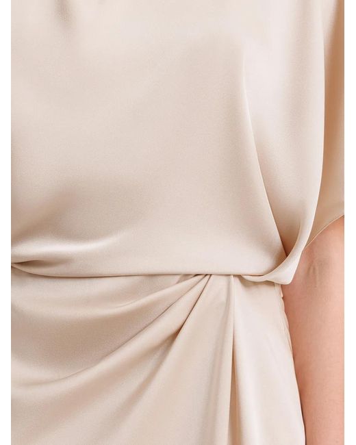 Gemy Maalouf White Asymmetrical-Neckline Draping Maxi Dress