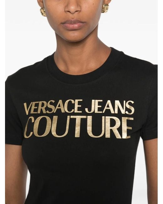 Versace Jeans Couture Black Logo-Print T-Shirt