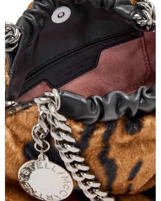 Stella McCartney Brown Tiger-Stripe Chain Bucket Bag