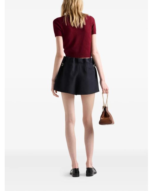Prada Blue Chevron Wool Shorts