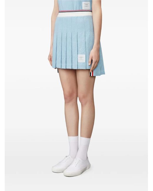 Thom Browne Blue Pleated Mini Skirt