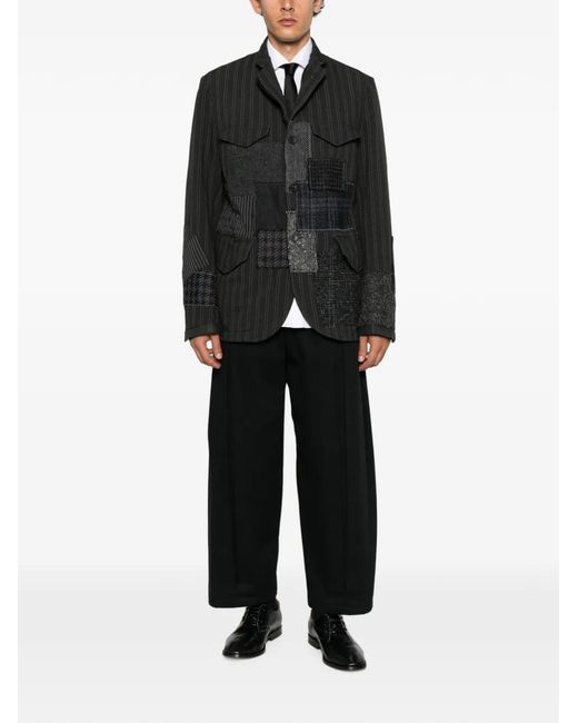 Junya Watanabe Black Patchwork Pinstripe Jacket for men