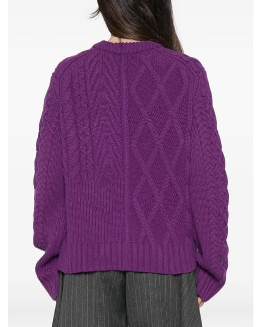 Bompard Purple Cable-Knit Sweater