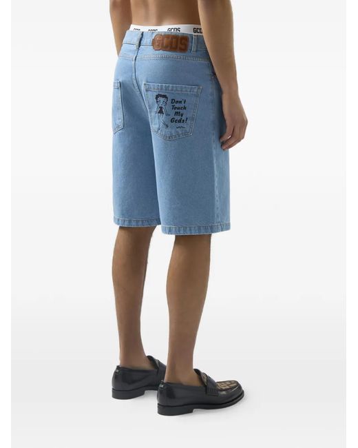 Gcds Blue X Betty Boop Cotton Shorts for men