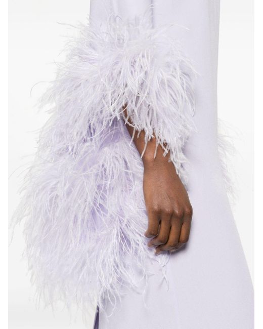 ‎Taller Marmo Purple Del Rio Midi Dress - Women's - Ostrich Feather/viscose/acetate