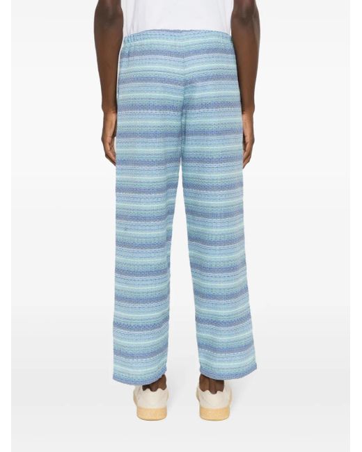 Amir Slama Blue Striped Jacquard Trousers for men