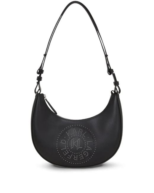 Karl Lagerfeld Black K/Circle Studded Moon Bag