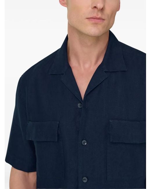 Boggi Blue Camp-Collar Shirt for men