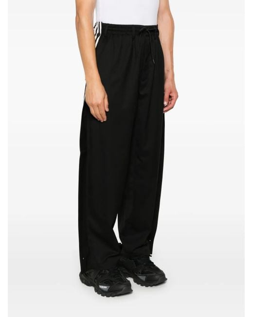 Y-3 Black 3-Stripe Wide Leg Track Pants