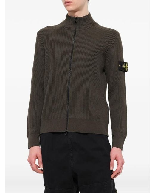 Stone Island Gray 5100017 Full-Rib Rws Woll Loose-Fit Zip-Up Jumper for men