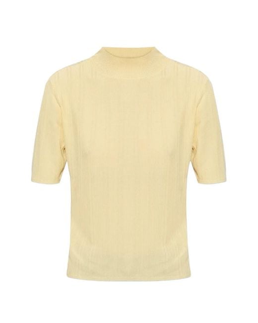 Officine Generale Yellow Laya Ribbed Short-Sleeve T-Shirt