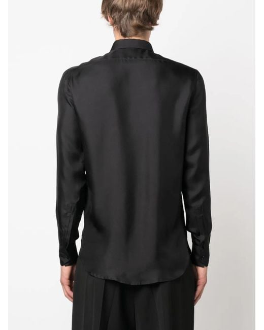 MODES GARMENTS Black Buttoned Silk Shirt