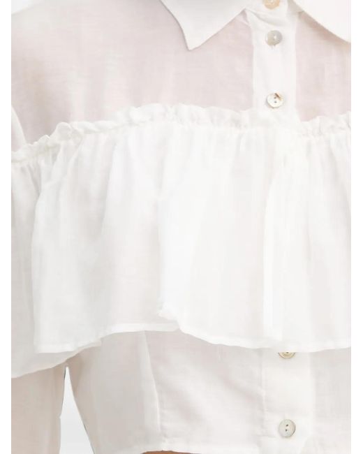 Aniye By White Carmen Ruffled Cropped Shirt