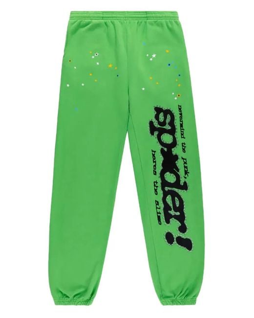 Sp5der Green Punk V2 Rhinestone Track Pants for men
