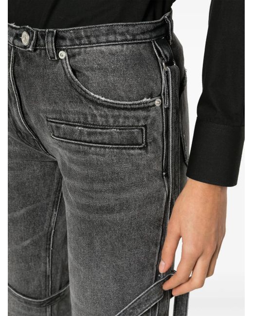 Courreges Gray Multi-Strap Flared Jeans