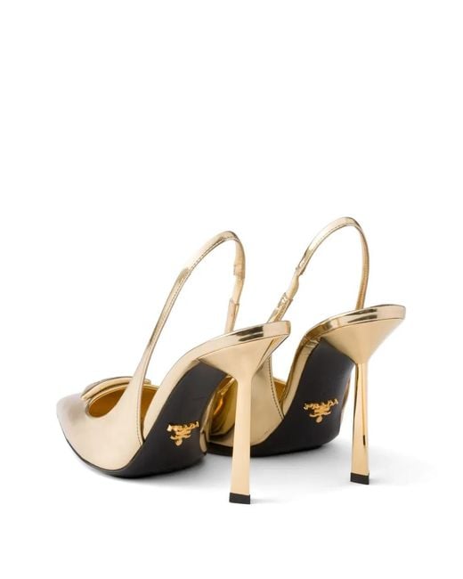 Prada Metallic Leather Slingback Pumps