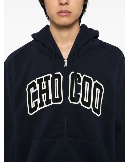 Chocoolate Blue Logo-Embroidered Hoodie for men