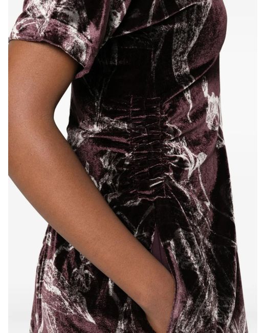 LaDoubleJ Black Velvet Floral-Print Dress