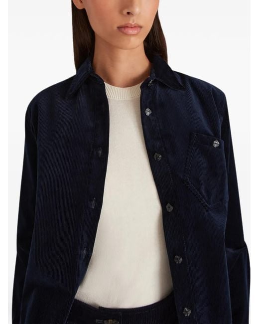 Violante Nessi Blue Bartolomeo Corduroy Chest-Pocket Shirt