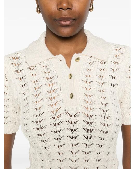 Forte_forte White Openwork Polo Shirt