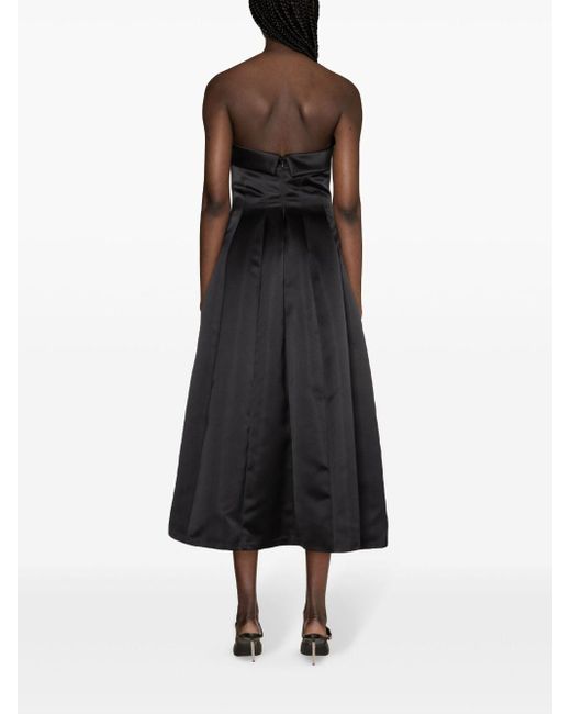 Philosophy Di Lorenzo Serafini Black Strapless Pleated Midi Dress