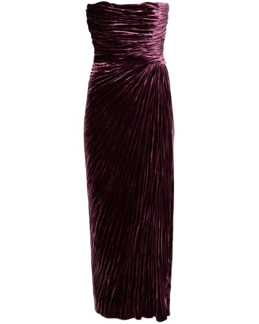 Vestido morado sin tirantes con abertura alta Maria Lucia Hohan de color Purple