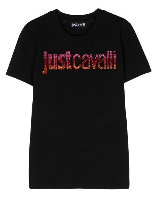 T-shirt con strass di Just Cavalli in Black